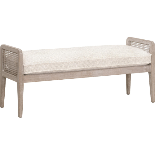 Leone Bench in LiveSmart Linen, Natural Gray Oak & Cane 6698.LGLIN/NG